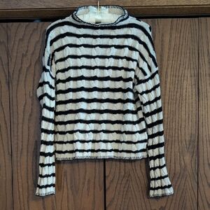 J. Crew Black and Cream Knit Sweater